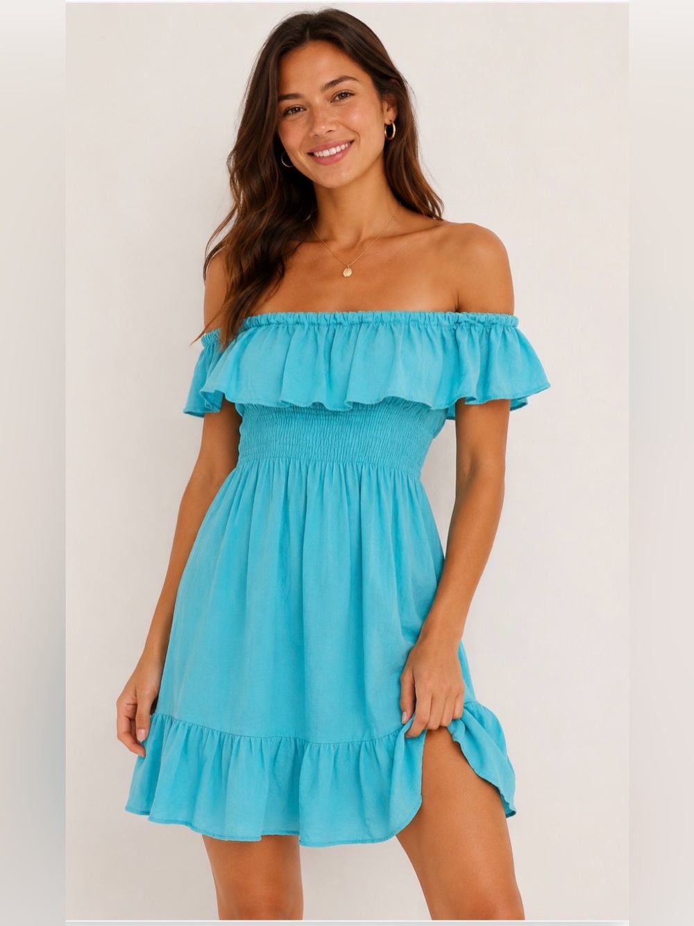 Lilly Pulitzer Turquoise Off-Shoulder Dress